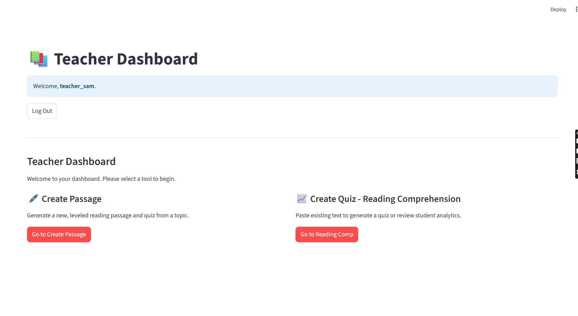 RCA Teacher Dashboard